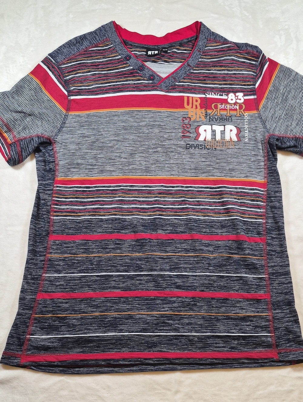 Boys' Short-Sleeve Striped Tee in Red and Navy